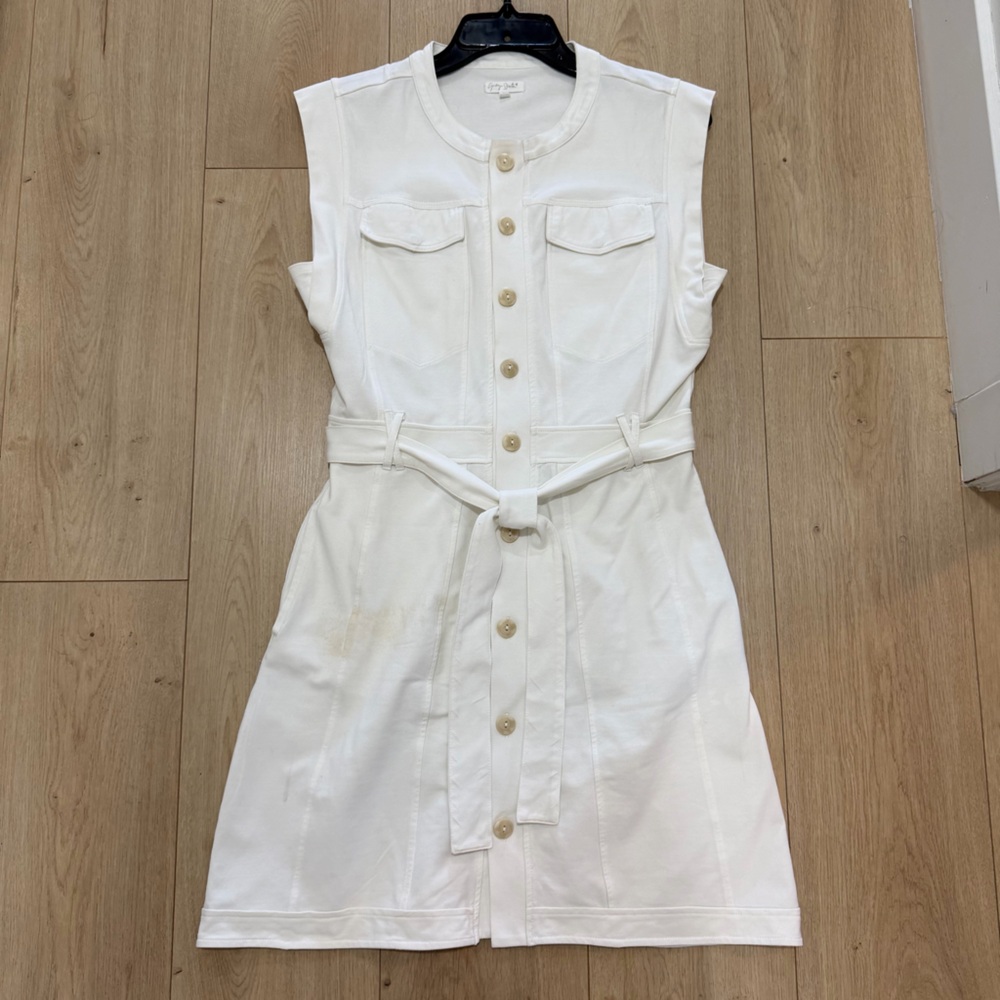 Grey State White Stretch Cotton Dress